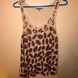 Tank top golden sequin leaves